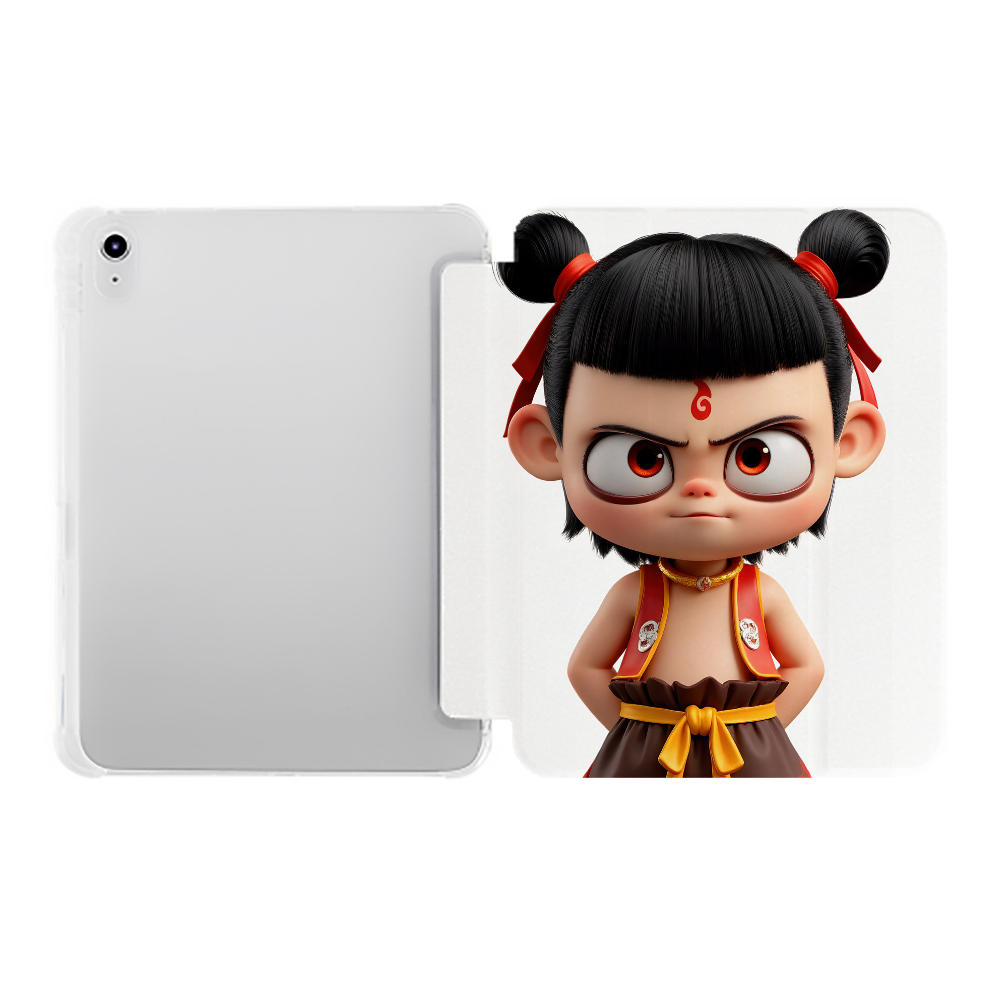 （画像用） Ne Zha 2 ナタ 魔童の大暴れ IPad ケース ペン収納付き 三つ折りスタンド PUレザー×シリコン 対応機種9.5/10.5/10.9インチ
